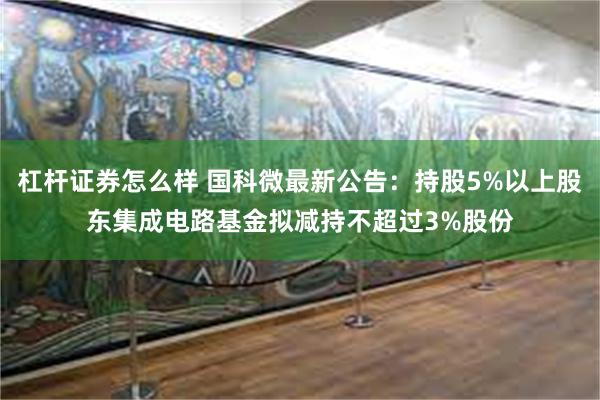 杠杆证券怎么样 国科微最新公告：持股5%以上股东集成电路基金拟减持不超过3%股份