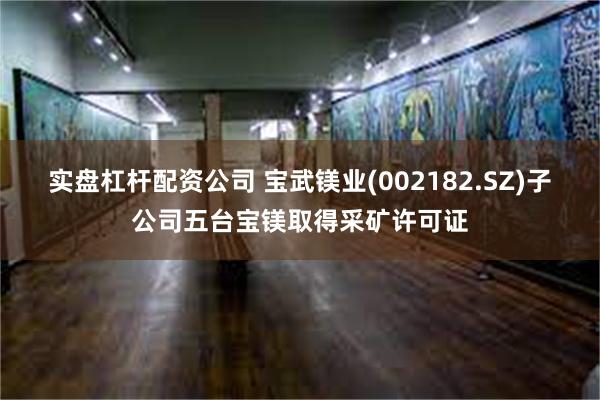 实盘杠杆配资公司 宝武镁业(002182.SZ)子公司五台宝镁取得采矿许可证