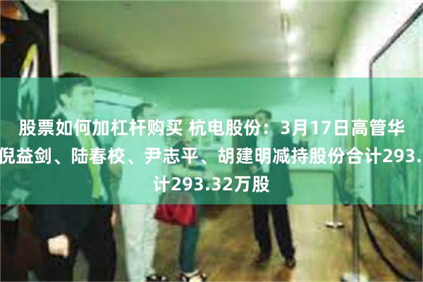 股票如何加杠杆购买 杭电股份：3月17日高管华建飞、倪益剑、陆春校、尹志平、胡建明减持股份合计293.32万股