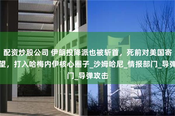 配资炒股公司 伊朗投降派也被斩首，死前对美国寄予厚望，打入哈梅内伊核心圈子_沙姆哈尼_情报部门_导弹攻击